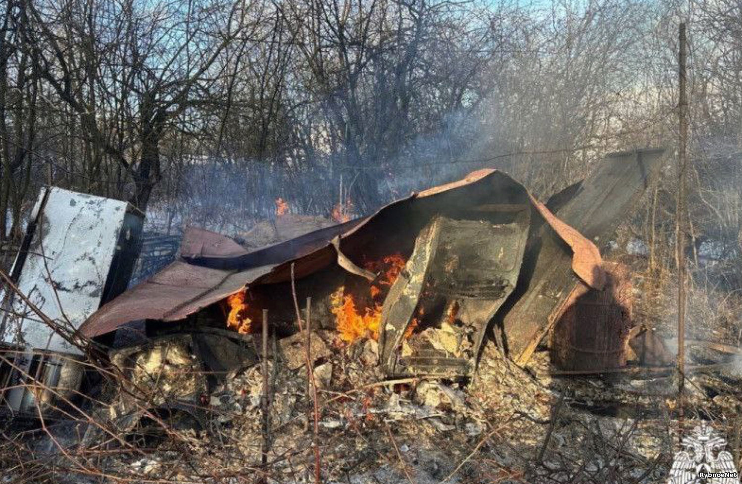 В Рыбновском районе сгорел садовый дом