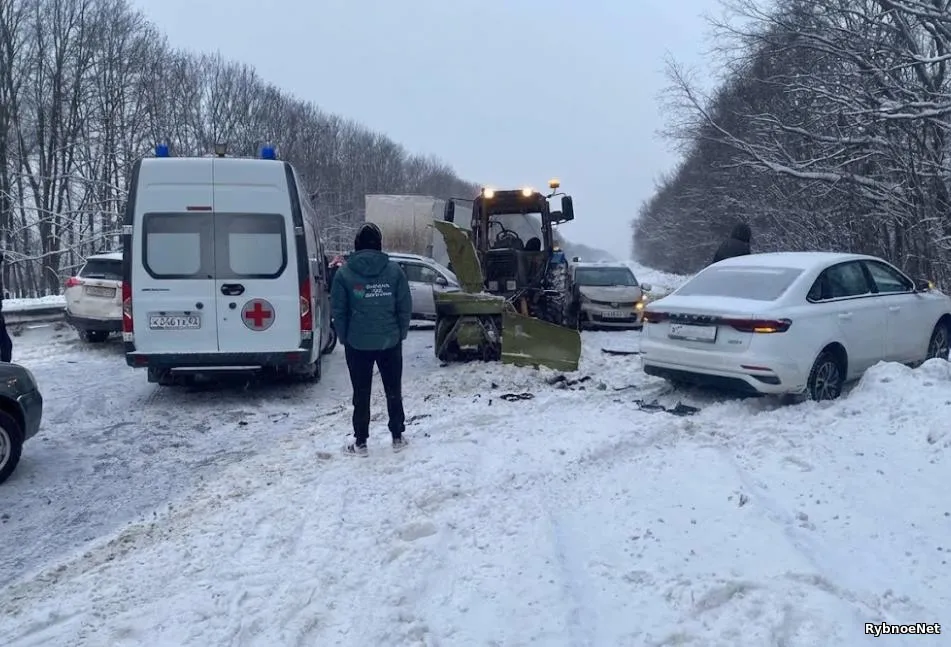 На трассе М-5 под Рязанью столкнулись шесть автомобилей