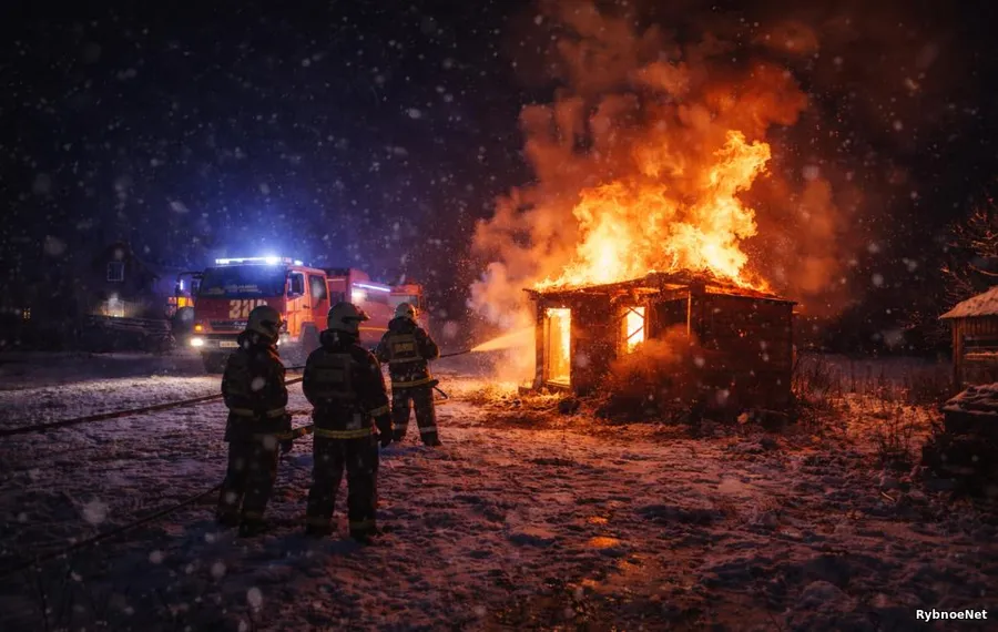 В Рыбновском округе вечером произошёл пожар