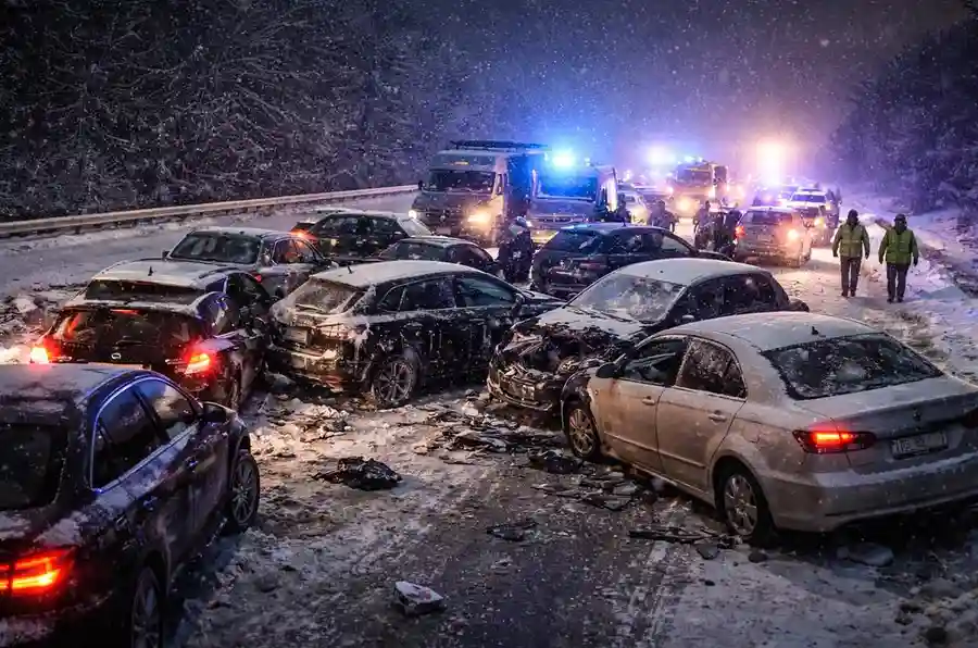 Под Рязанью в массовое ДТП на трассе М-5 попали 14 автомобилей. Видео