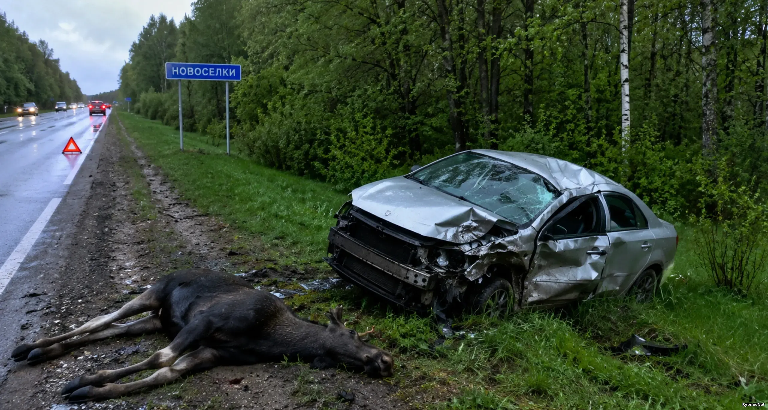 Под Рыбным произошло ДТП с лосем возле Новоселок