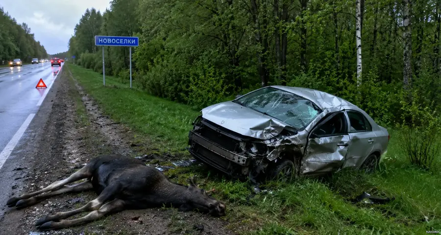 Под Рыбным произошло ДТП с лосем возле Новоселок